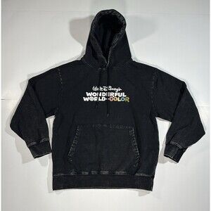 Walt Disney Wonderful World of Color 100 Years Eras Black Distress Hoodie Medium